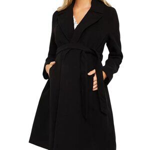 Motherhood Maternity Women's Belted Maternity Wrap Coat M90040 Black Size M NWT